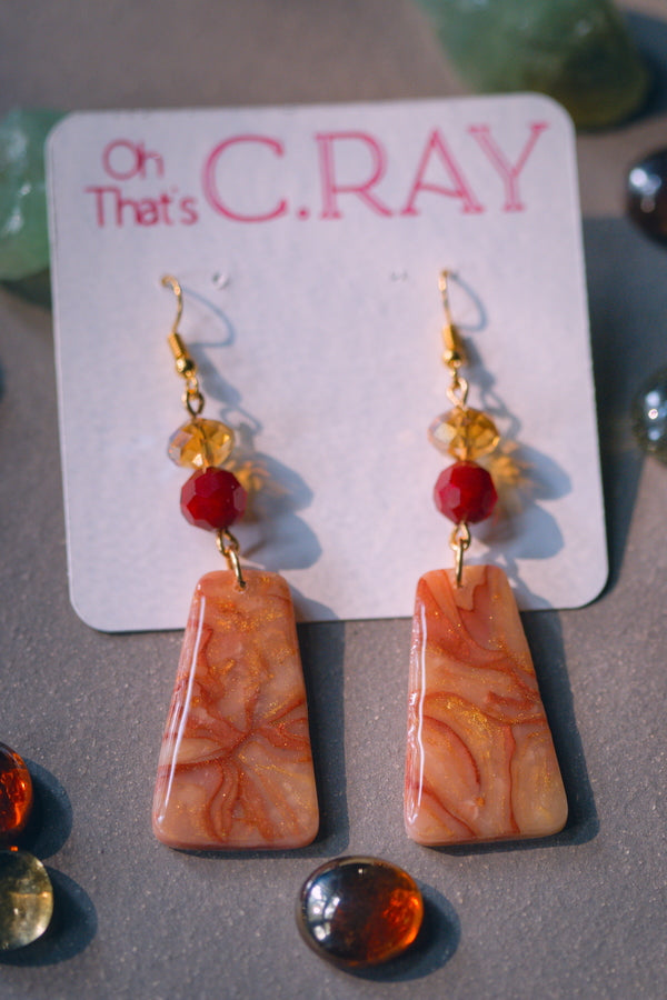 Multicolor Polymer Clay Faux Stone Beaded Earrings