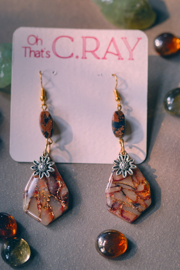 Multicolor Polymer Clay Faux Stone Beaded Charm Earrings