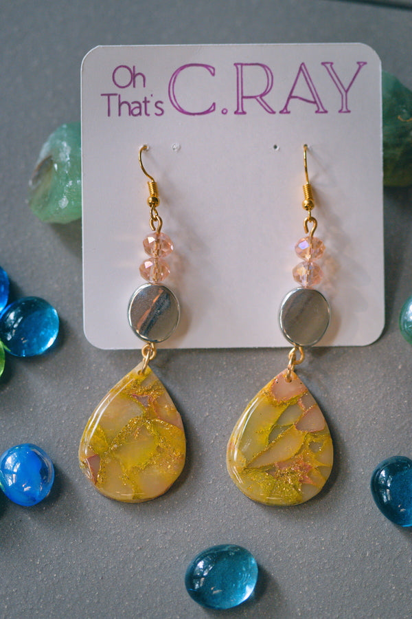 Multicolor Polymer Clay Faux Stone Beaded Earrings