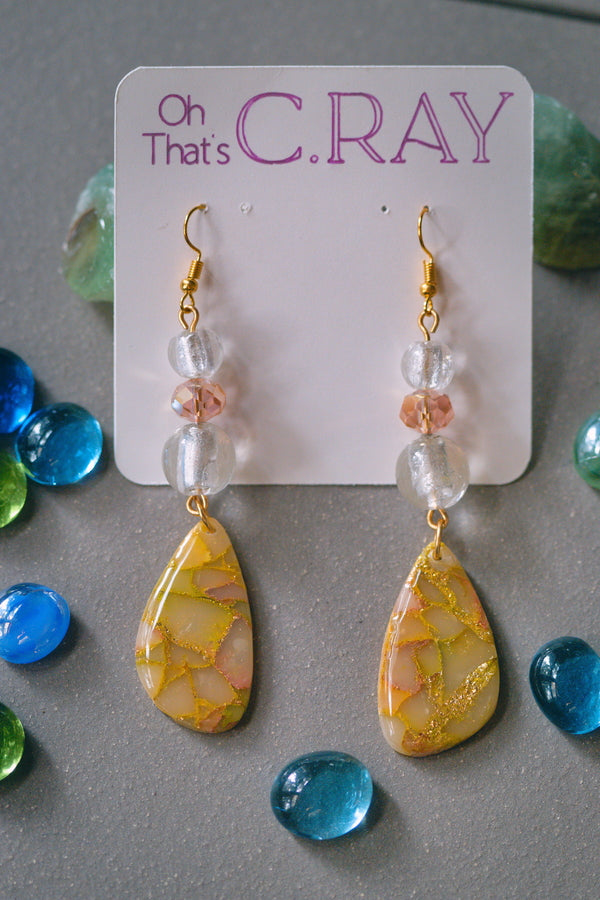 Multicolor Polymer Clay Faux Stone Beaded Earrings