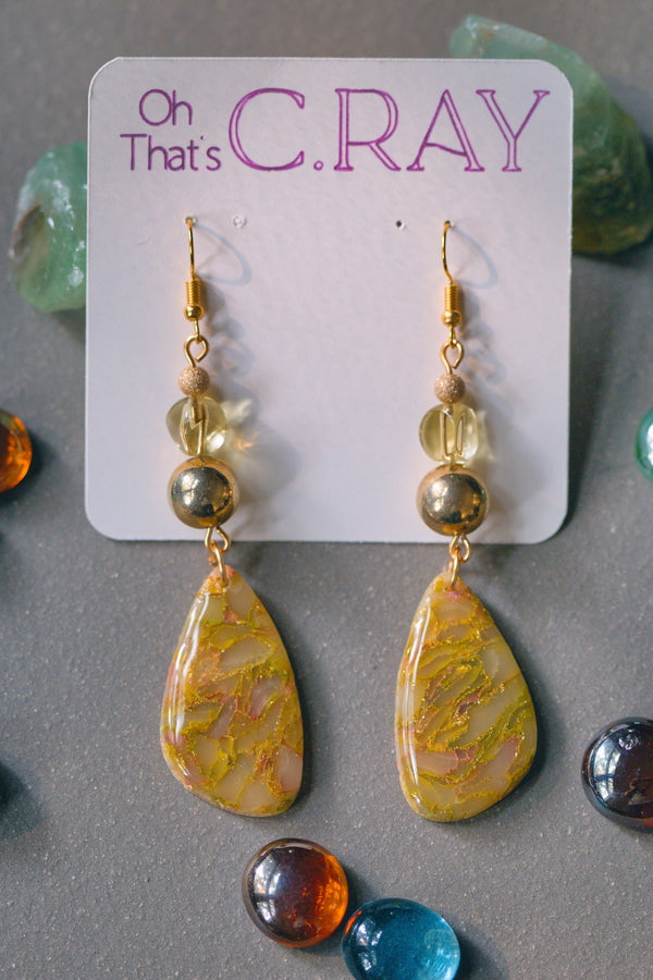 Multicolor Polymer Clay Faux Stone Beaded Earrings