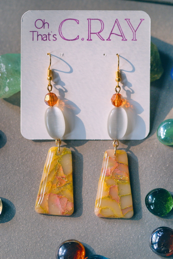 Multicolor Polymer Clay Faux Stone Beaded Earrings