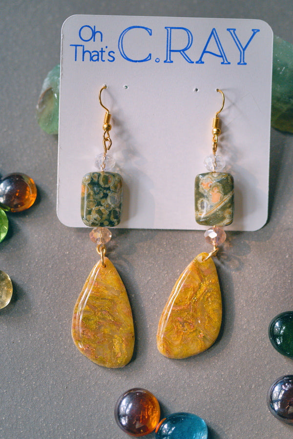 Multicolor Polymer Clay Faux Stone Beaded Earrings