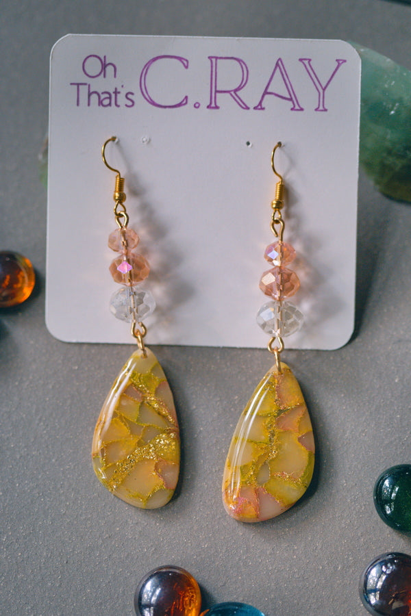 Multicolor Polymer Clay Faux Stone Beaded Earrings