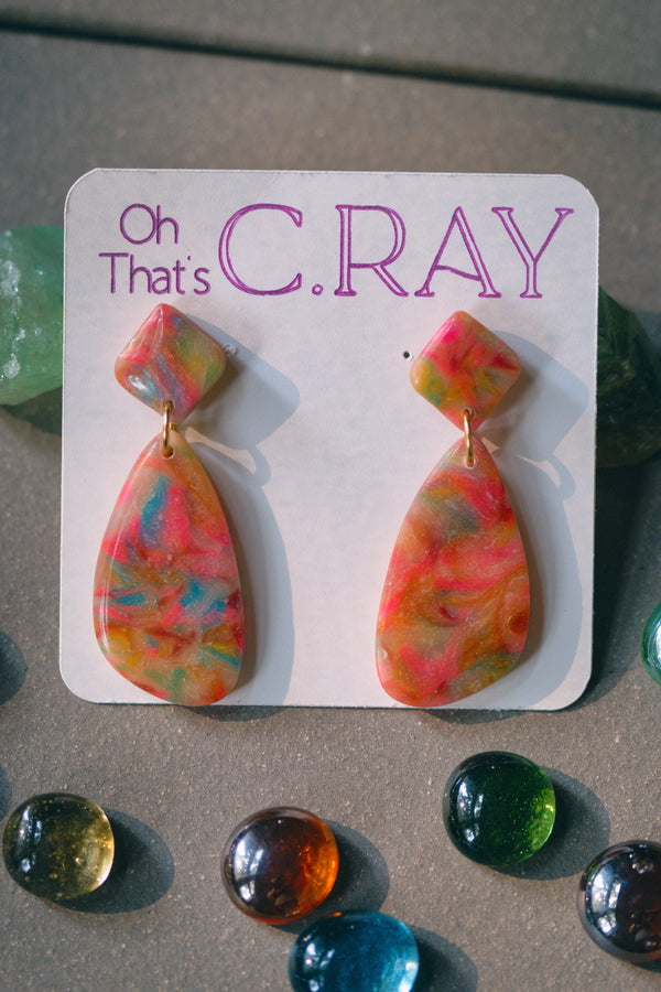 Multicolor Polymer Clay Funky Rainbow Earrings