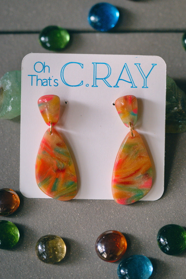 Multicolor Polymer Clay Funky Rainbow Earrings