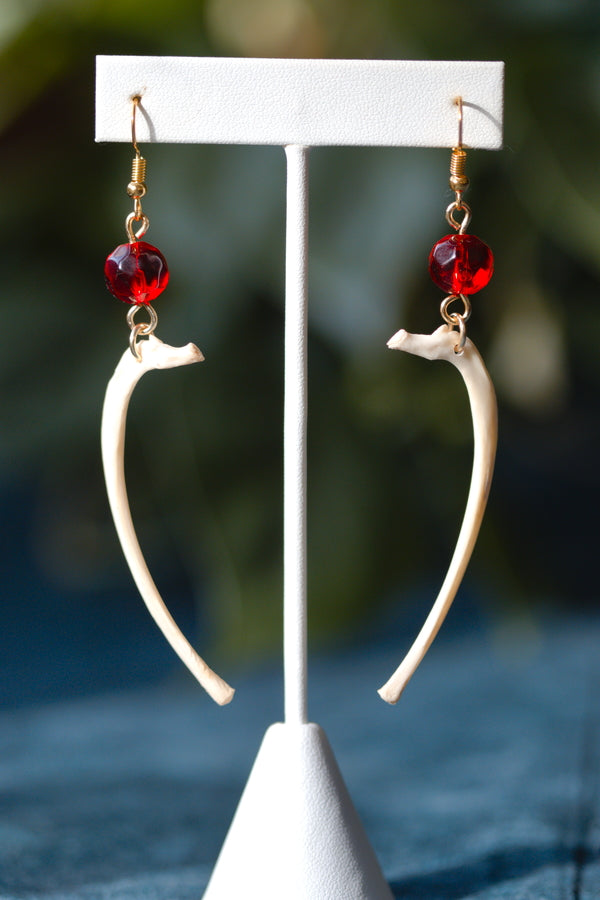 Genuine Animal Rib Bone Beaded Earrings