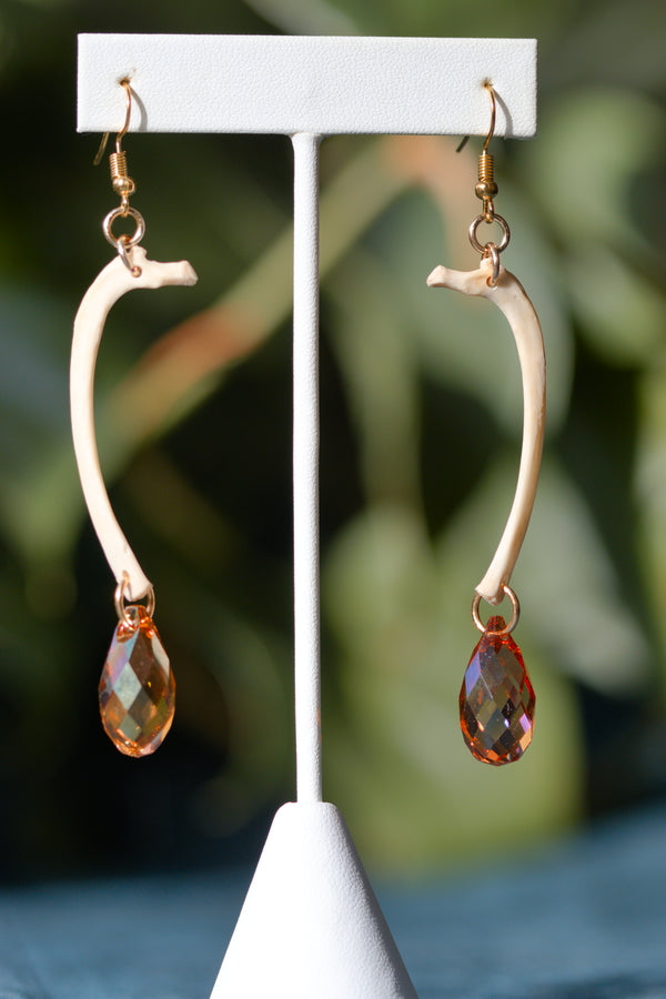 Genuine Animal Rib Bone Beaded Earrings