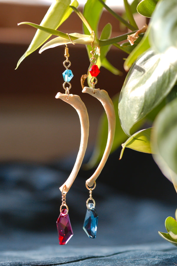 Genuine Animal Rib Bone Beaded Earrings