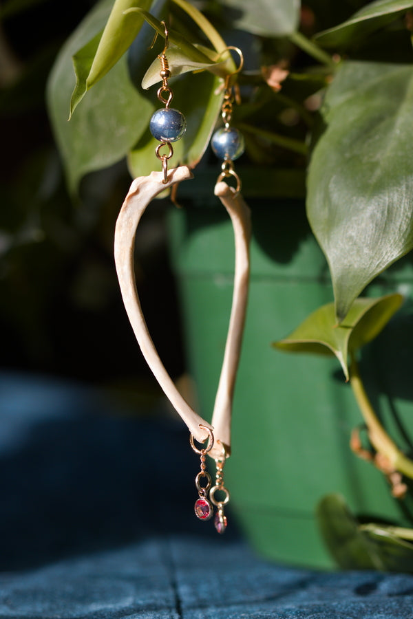 Genuine Animal Rib Bone Beaded Earrings