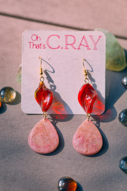 Pink Polymer Clay Beaded Earrings