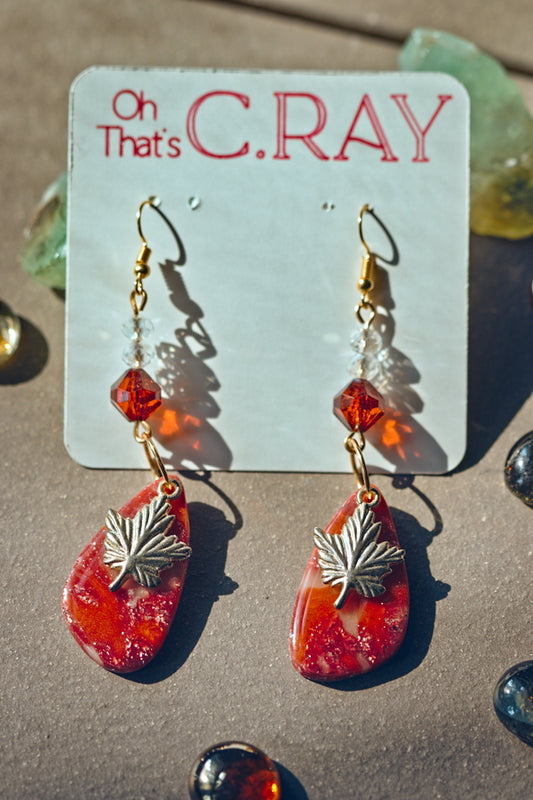 Red Polymer Clay Charm Beaded Earrings