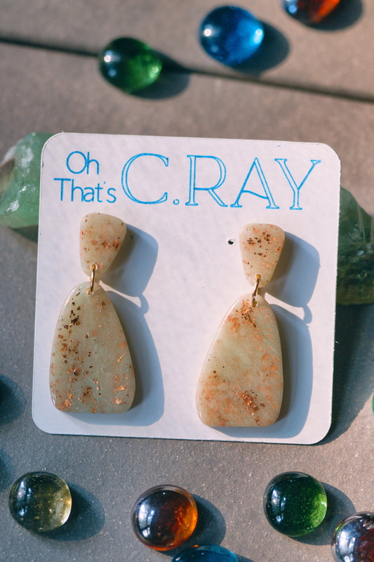 Pale Green Shimmer Polymer Clay Earrings