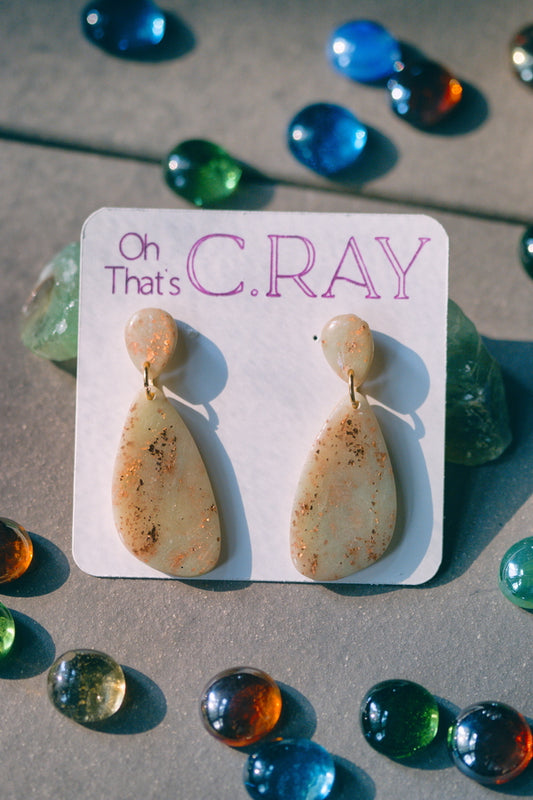 Pale Green Shimmer Polymer Clay Earrings