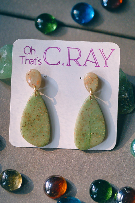 Pale Green Polymer Clay Earrings