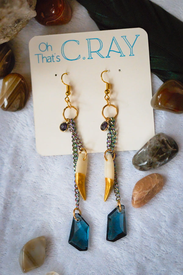 Foraged Animal Teeth Beaded Earrings