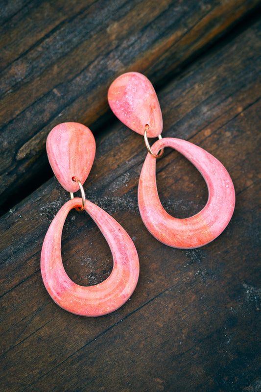 Pink & Orange Polymer Clay Earrings